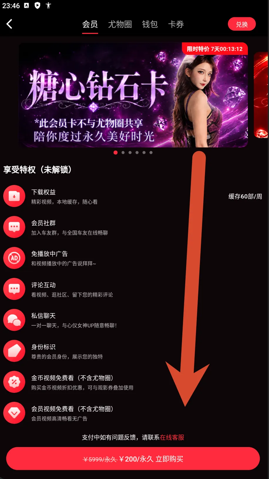 糖心Vlog钻石会员卡价格截图